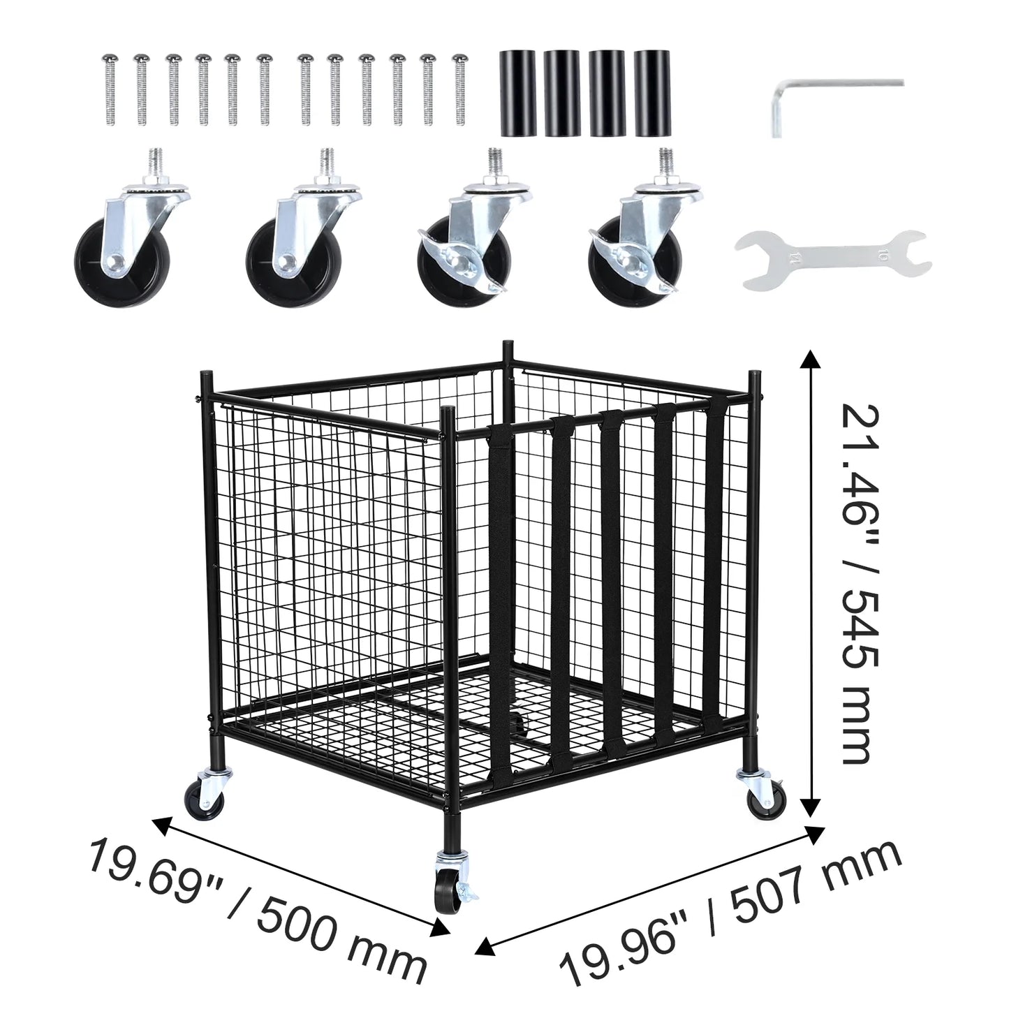 Rolling Sports Ball Storage Cart Garages Sports Equipment Organizer Steel